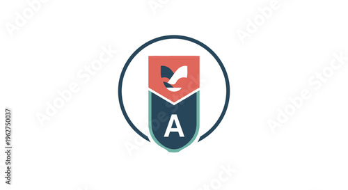 Shield Logo with Letter A Inside Circle.