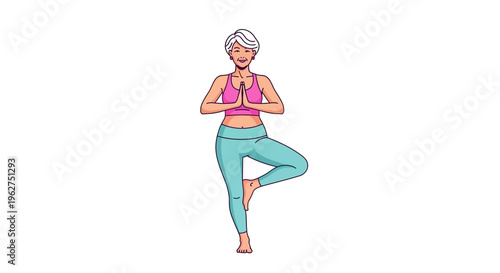 A woman practices yoga in a serene environment with fitness and wellness.