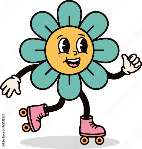Retro Groovy Flower Mascot