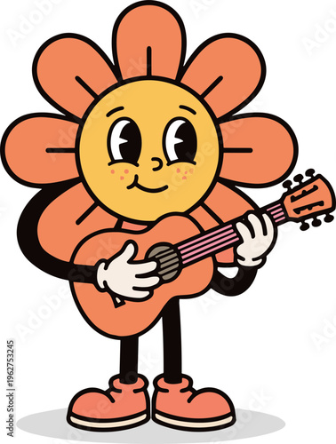 Retro Groovy Flower Mascot