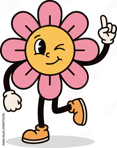 Retro Groovy Flower Mascot