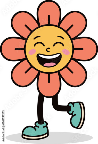 Retro Groovy Flower Mascot