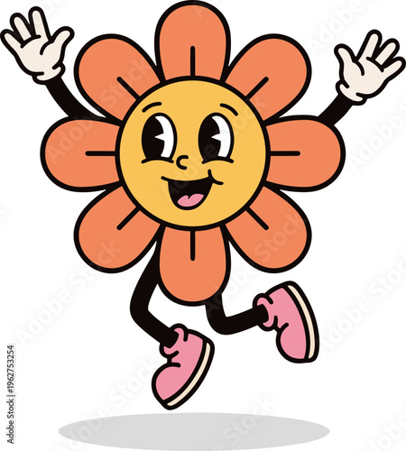 Retro Groovy Flower Mascot