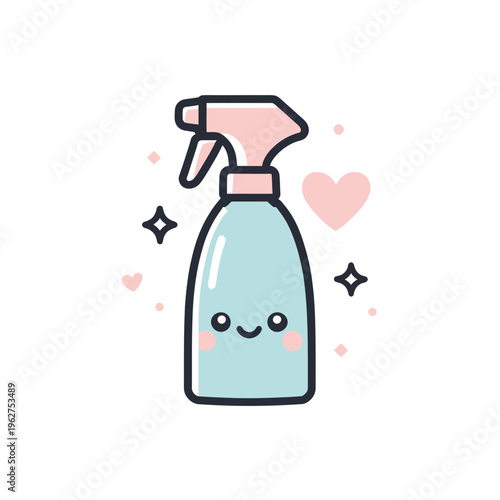 Cute Kawaii Cleaning Spray Bottle Icon