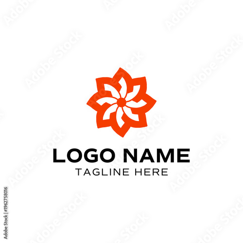 Orange Geometric Flower Logo Icon Template