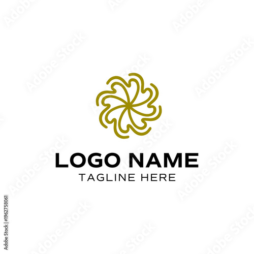 Gold Circular Ornamental Monoline Logo Design