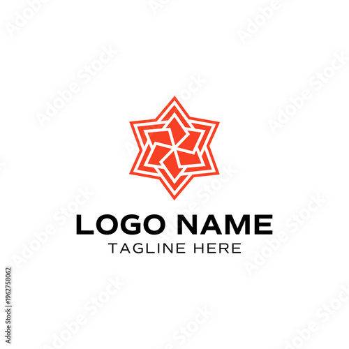 Modern Red Geometric Star Logo Design Template