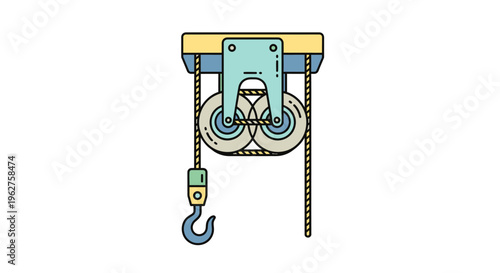 Industrial pulley system with hook.