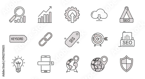 Collection of business and technology icons.
