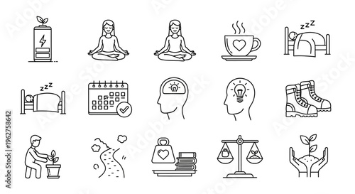 Icons of business and daily life.