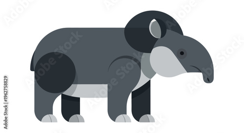 Stylized Tapir Illustration - Flat Design Animal Graphic