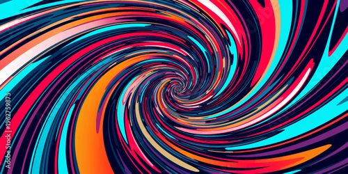 Abstract colorful background with red and blue spiral design featuring a psychedelic vortex of light and bright twirl patterns for an artistic illustration