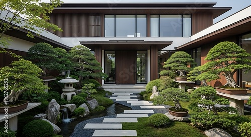 Zen Garden Entrance - Tranquil Pathway to Modern Home.