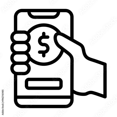 mobile banking icon line