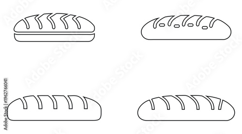 Loaf of bread line icon set, bread outline icon illustration for bakery