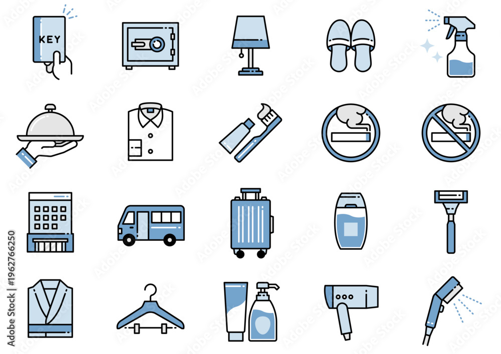 Fototapeta premium ホテルアメニティアイコン16 Hotel Amenities icons