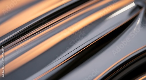 Abstract Metallic Surface with Reflective Light and Dynamic Curves.