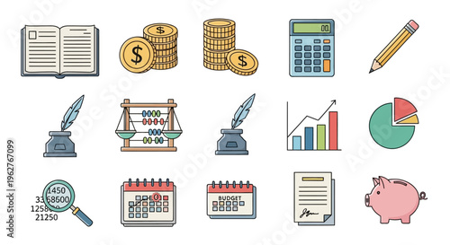 Business finance icons and symbols.