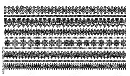 Thai Pa Jum Yam striped pattern vector with traditional floral and geometric ornamental textile design