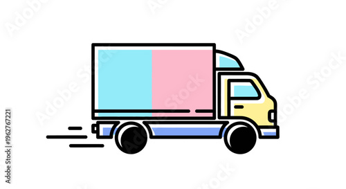 Truck vehicle transport moving fast.