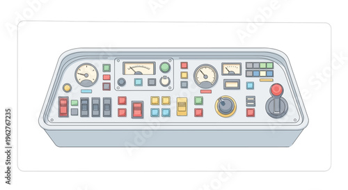 Industrial control panel with buttons.