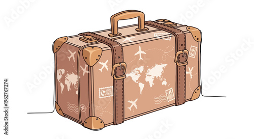 Vintage Travel Suitcase Luggage Case.