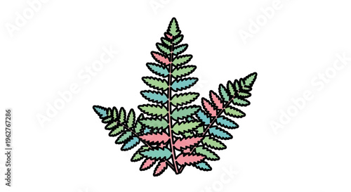 Colorful illustration of a fern leaf.