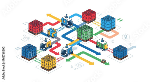 Automated Logistics Network with Autonomous Vehicles and Cargo Containers.