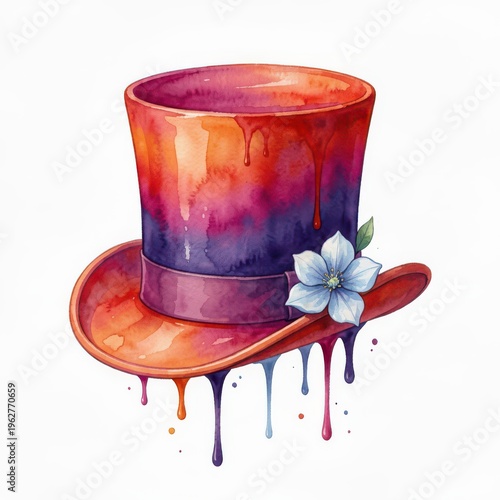 Colorful Melting Top Hat with Flower for Whimsical Design