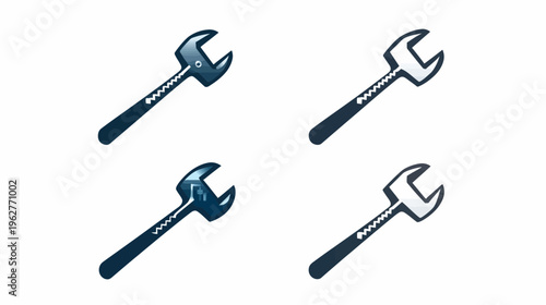Four stylized wrench illustrations, each with a different shade, against a clean white backdrop
