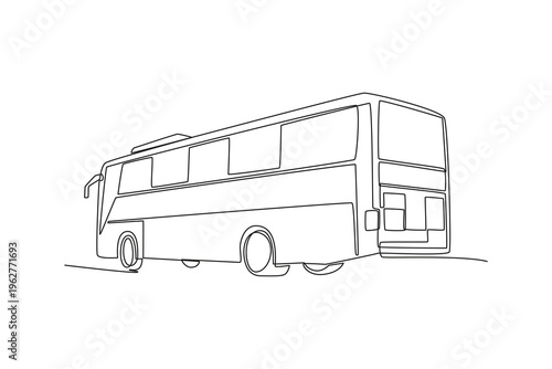Continuous one line drawing long-distance coach bus for group tourism, intercity travel. Represent public transit, automotive mobility, road trips. Single line draw design vector graphic illustration
