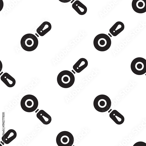 Seamless vector pattern design featuring a 3d set of black and white music icons and number symbols in a circular element concept for web wallpaper