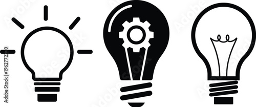 Creative Idea Innovation and Knowledge Icon Set  Minimalist Flat Design Vector Illustration