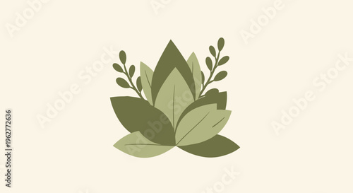 Green leaves and sprouts illustration.