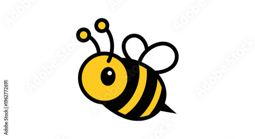 Cartoon bee flying in air.