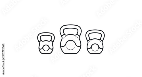 Three kettlebells in a row.