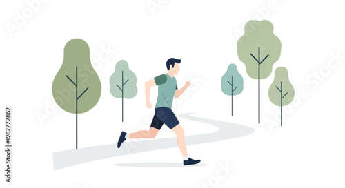 Man Running in Athletic Wear Outdoors.