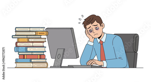 Man sitting at desk with computer.