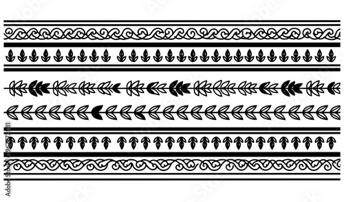 Modern Thai Pa Jum Yam stripe pattern vector with minimal geometric and leaf motif design