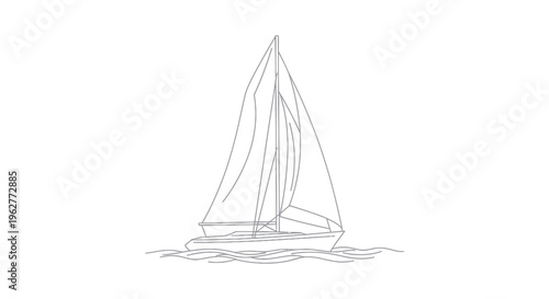 Sailing boat on the water surface.