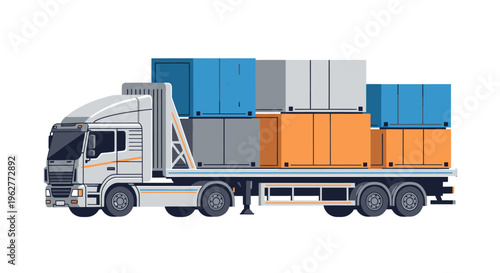 Large Semi Truck with Cargo Containers.