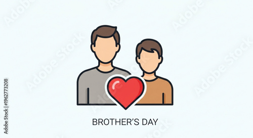 Brother's day illustration with two boys and heart symbol