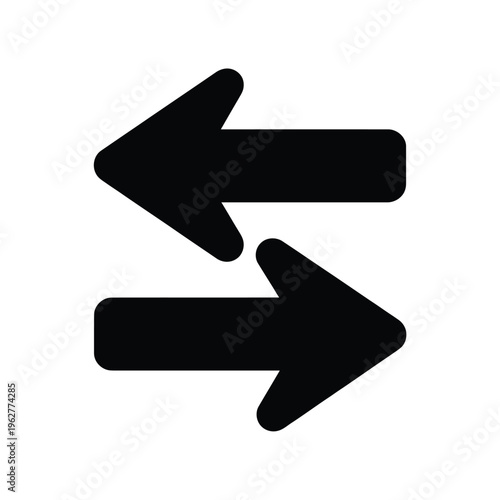Two opposing arrows depicting movement exchange or contrasting directions