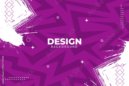 Purple design background with abstract shapes and white accents illustration