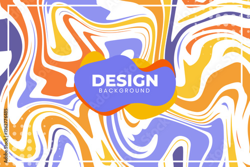 Colorful design background illustration with swirling patterns and text