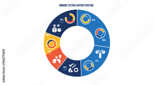 Donut chart showing data analysis and statistics with icons