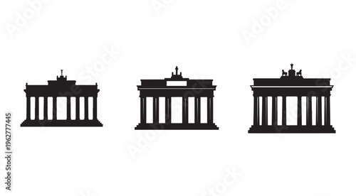 Brandenburg Gate iconic Berlin monument silhouettes in different perspectives  famous German landmark  historic gate  Berlin city symbol