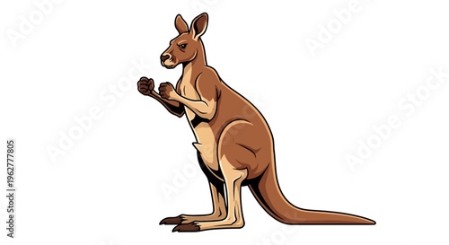 Strong Boxing Kangaroo in Fighting Stance Mascot Vector Illustration 01