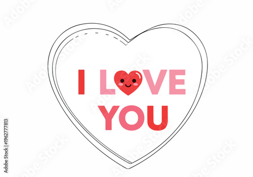 Express Your Affection with a Cute I Love You Heart Illustration - Perfect for Valentine's Day and Romantic Gestures