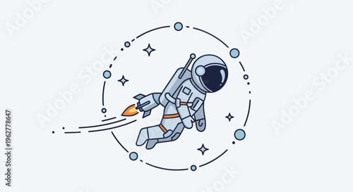Astronaut in Space with Rocket Pack.